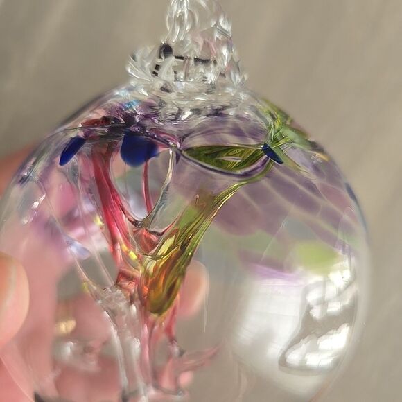 KITRAS ART GLASS Tree Of Life Enchantment 4" Large Orb Ornament Hand Blown Glass - Picture 7 of 9